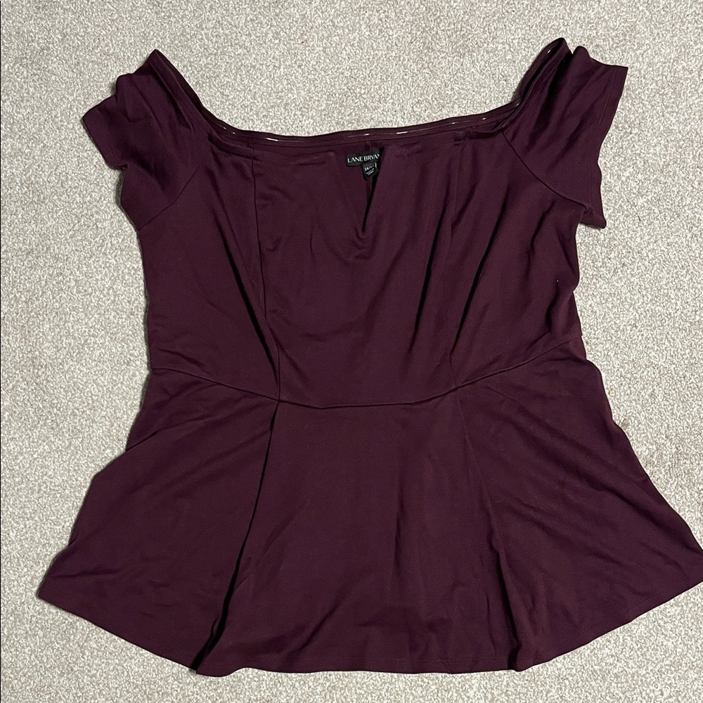 Lane Bryant Off-Shoulder Peplum Burgundy Blouse